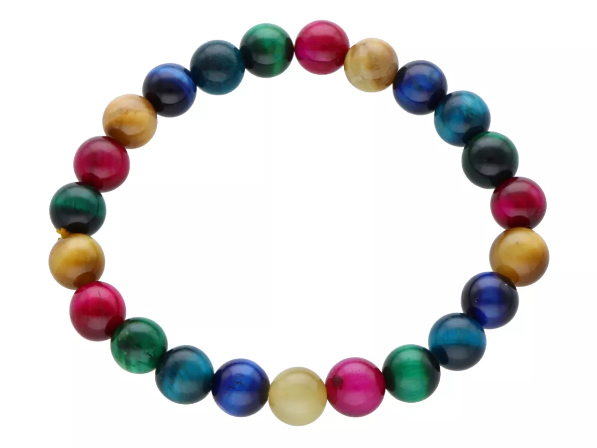 R4E66 BRANSOLETKA TYGRYSIE OKO MIX KOLORÓW KULE 8,5 mm