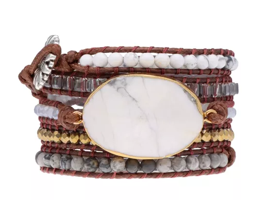 R4W81 BRANSOLETKA 3w1 MIX KAMIENI KRYSZTAŁKI STAL I SZNUREK