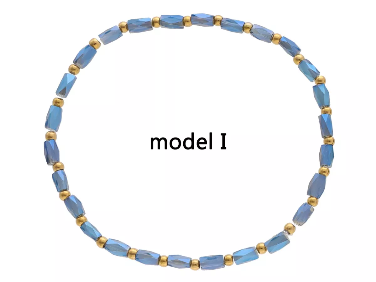 R4S47 BRANSOLETKA KRYSZTAŁKI I STAL CHIRURGICZNA NA GUMCE