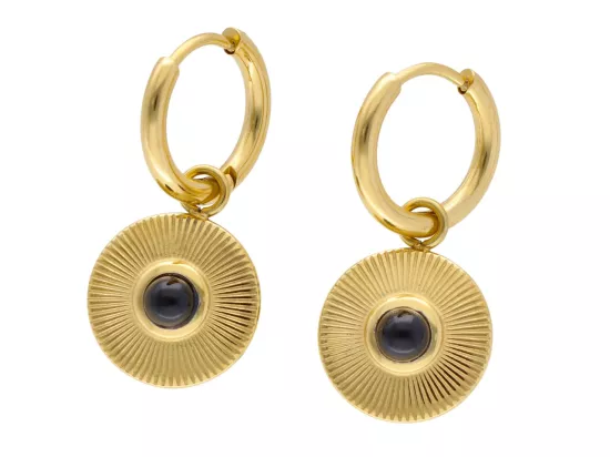 U1X06 KOLCZYKI ONYKS I STAL CHIRURGICZNA 1 PARA