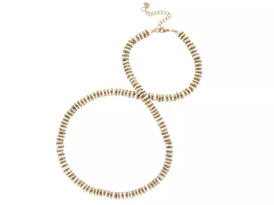 N3L87 NASZYJNIK MASA PERŁOWA I HEMATYT