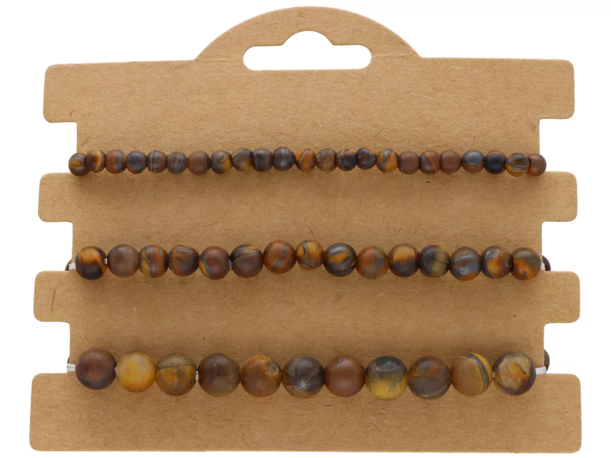 R4U06 ZESTAW BRANSOLETEK TYGRYSIE OKO MATOWE KULE