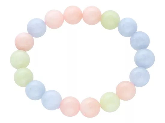 R4E53 BRANSOLETKA JADEIT MORGANITOWY KULE 10 mm