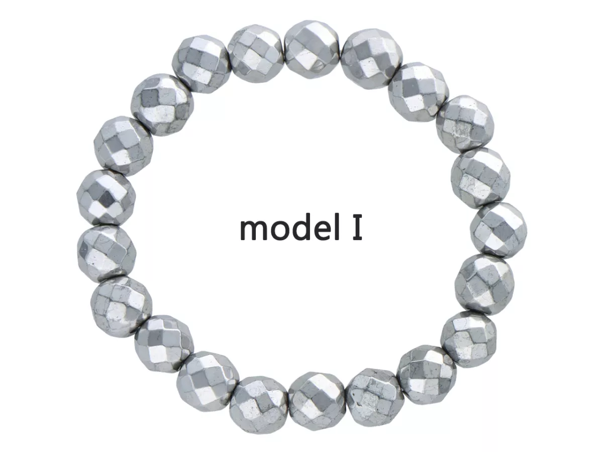 R2G03 BRANSOLETKA HEMATYT KULE FASETOWANE 10 mm