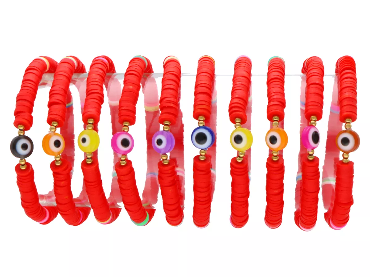 R4E74 BRANSOLETKI Z KORALIKÓW KATSUKI 6 mm MIX KOLORÓW - 10 SZTUK