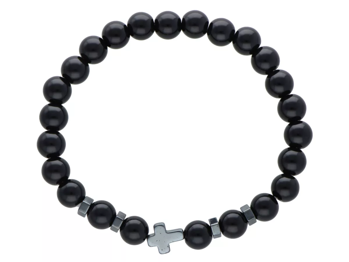 R4N87 BRANSOLETKA ONYKS KULE 8 mm