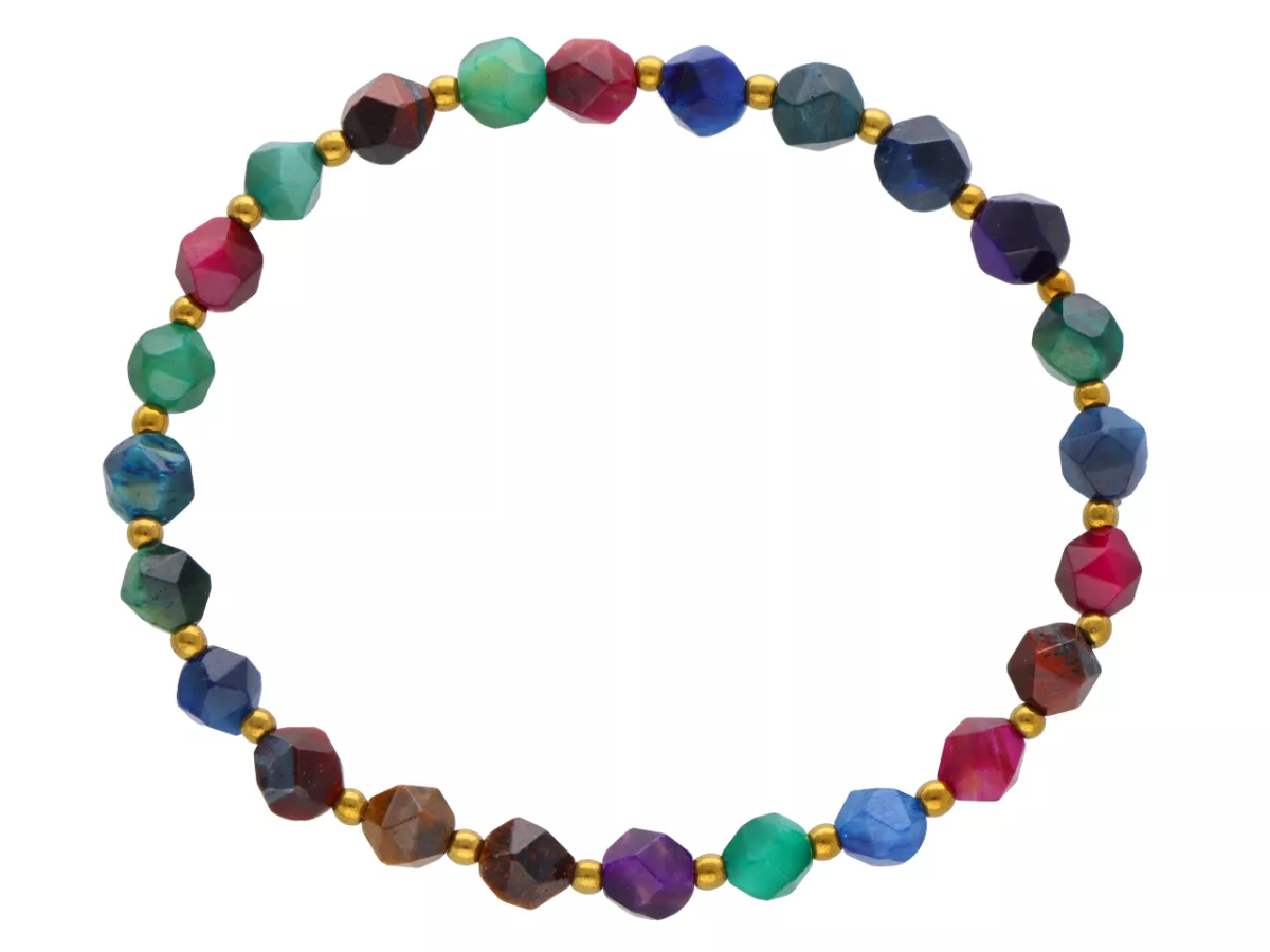 R4M14 BRANSOLETKA TYGRYSIE OKO MIX DIAMENTOWY KULE FASETOWAN 6 mm