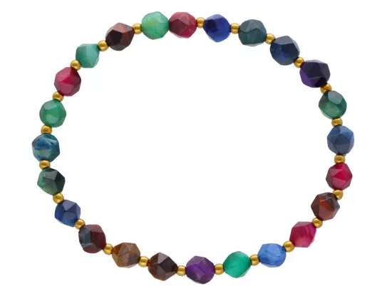 R4M14 BRANSOLETKA TYGRYSIE OKO MIX DIAMENTOWY KULE FASETOWAN 6 mm