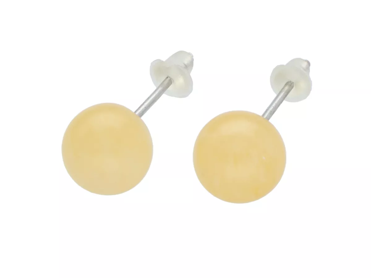 U1F51 KOLCZYKI WKRĘTY NEFRYT BURSZTYNOWY 1 PARA