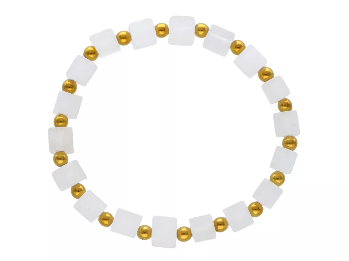 R4K58 BRANSOLETKA KRYSZTAŁ GÓRSKI KOSTKI 6,5 mm