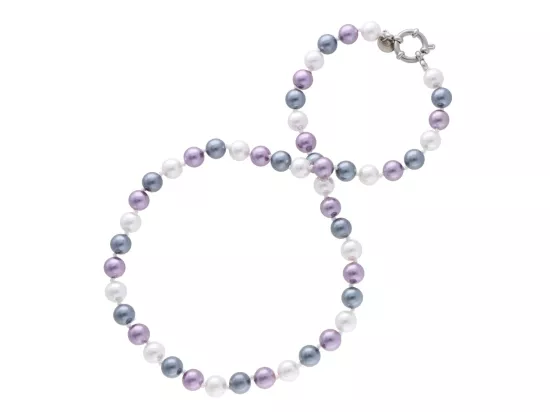 N2G62 NASZYJNIK PERŁA MAJORKA KULE 8 mm