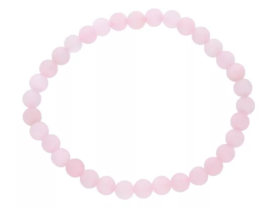 R4B30 BRANSOLETKA KWARC RÓŻOWY PÓŁMATOWY KULE 6,5 mm