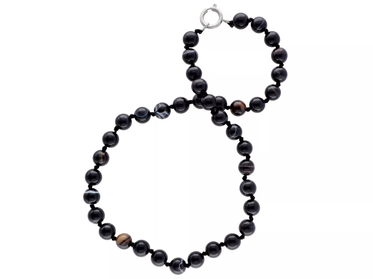 N1Y99 NASZYJNIK AGAT CZARNY KULE 10 mm