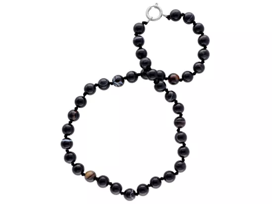 N1Y99 NASZYJNIK AGAT CZARNY KULE 10 mm