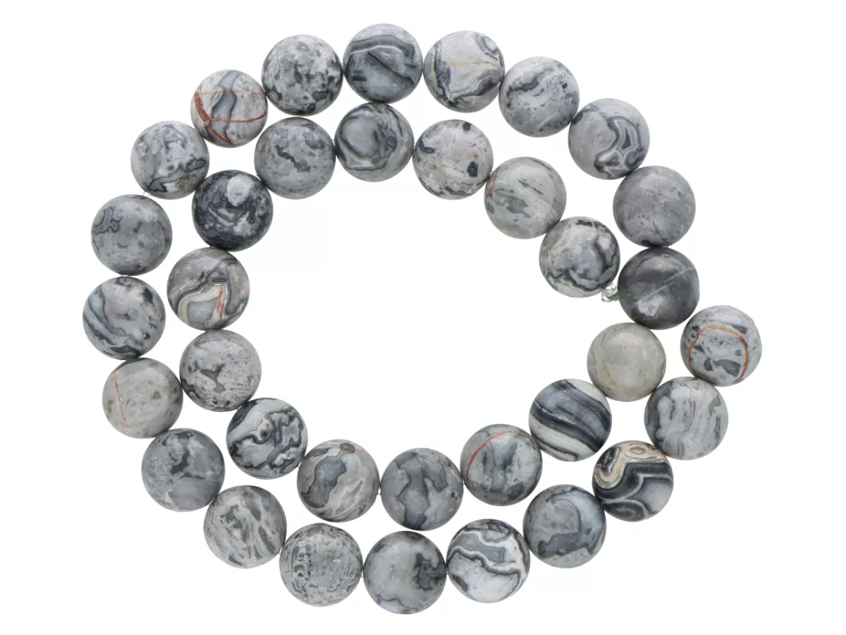 K6M33 JASPIS PICASSO SZARY KULE 10,5 mm 1 SZNUR