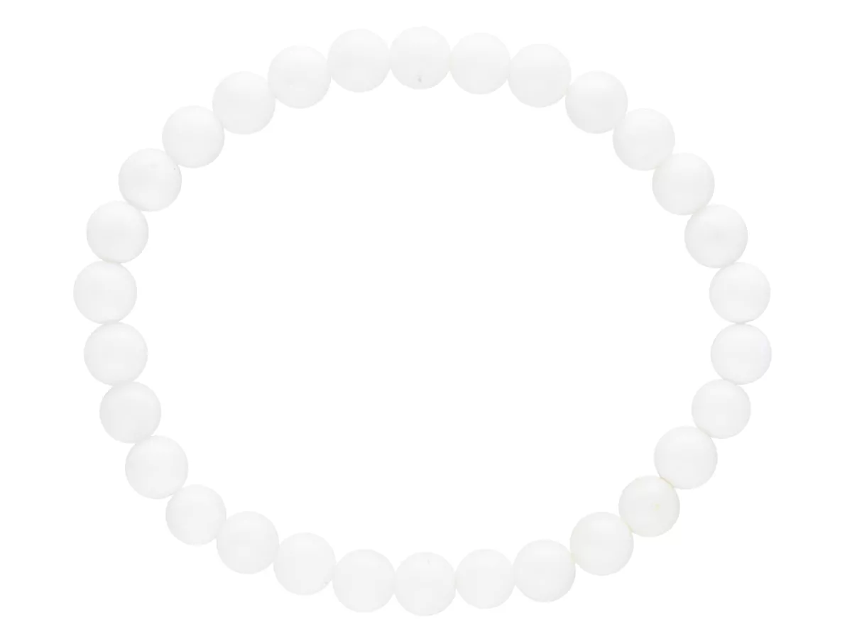 R1T90 BRANSOLETKA AGAT BIAŁY CRYSTAL KULE 6,5 mm