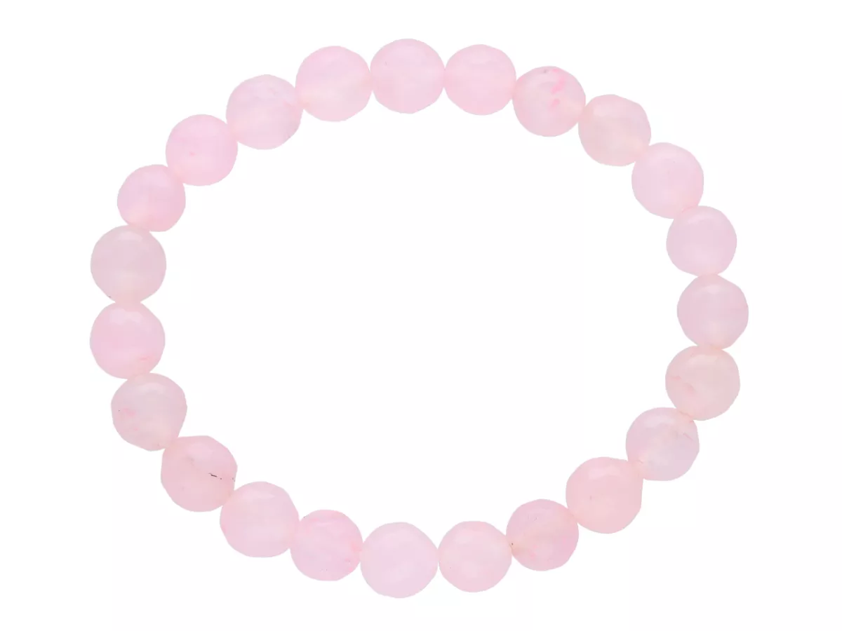 R1W52 BRANSOLETKA KWARC RÓŻOWY KULE FASETOWANE 8,5 mm