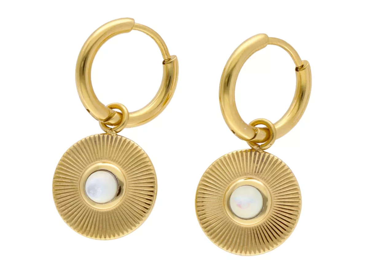 U1X05 KOLCZYKI MASA PERŁOWA I STAL CHIRURGICZNA 1 PARA