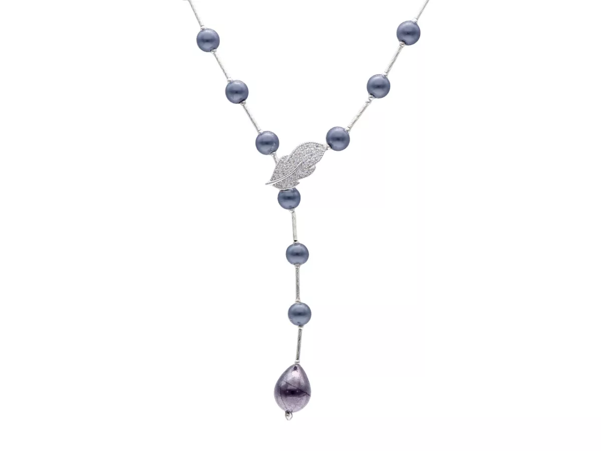 N2P49 NASZYJNIK PERŁY SZKLANE