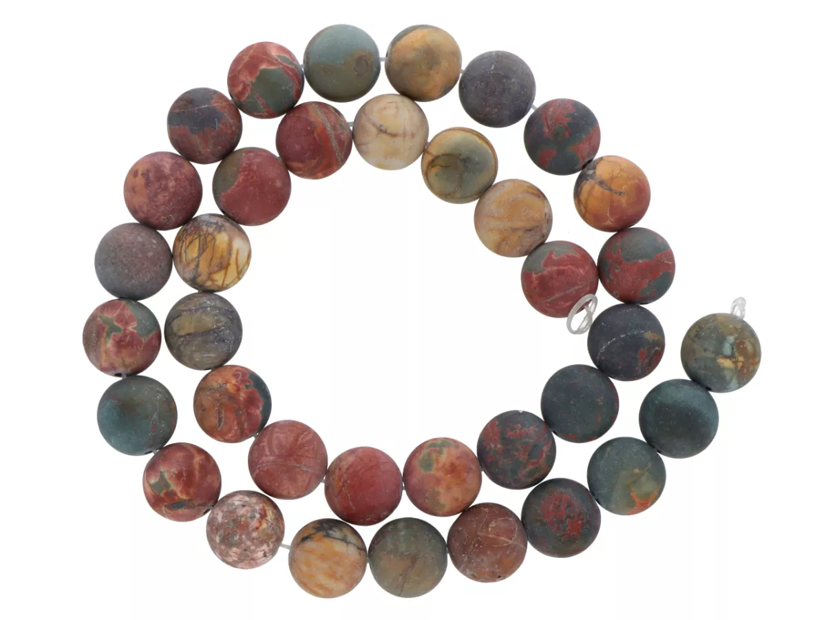 K6P54 JASPIS PICASSO MATOWY KULE 10,5 mm 1 SZNUR