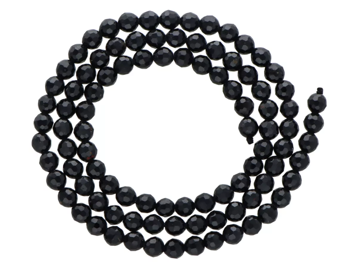 K7O12 ONYKS KULE FASETOWANE 4 mm - 1 SZNUR