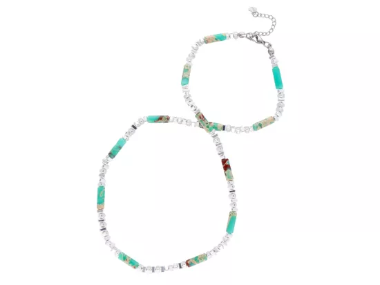 N3L67 NASZYJNIK JASPIS CESARSKI Z HEMATYTEM