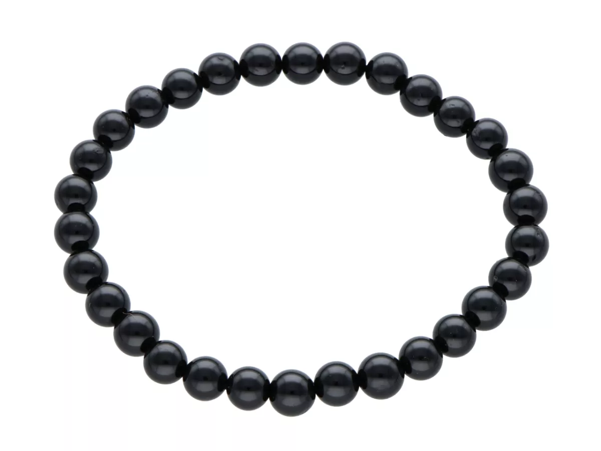 R3T96 BRANSOLETKA TURMALIN CZARNY KULE 6 mm