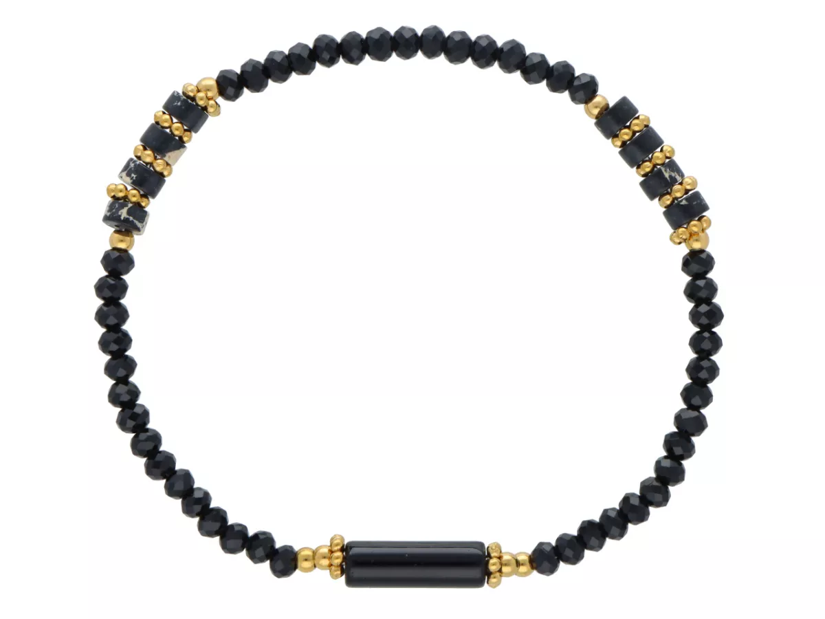 R5C81 BRANSOLETKA JASPIS CESARSKI KRYSZTAŁKI I STAL CHIRURGICZNA