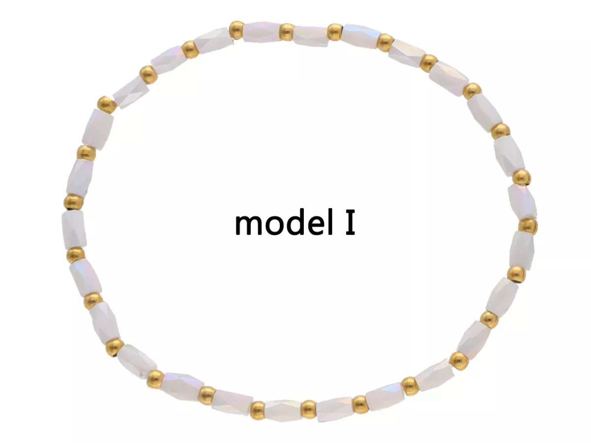 R4S54 BRANSOLETKA KRYSZTAŁKI I STAL CHIRURGICZNA NA GUMCE