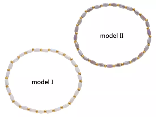 R4S54 BRANSOLETKA KRYSZTAŁKI I STAL CHIRURGICZNA NA GUMCE