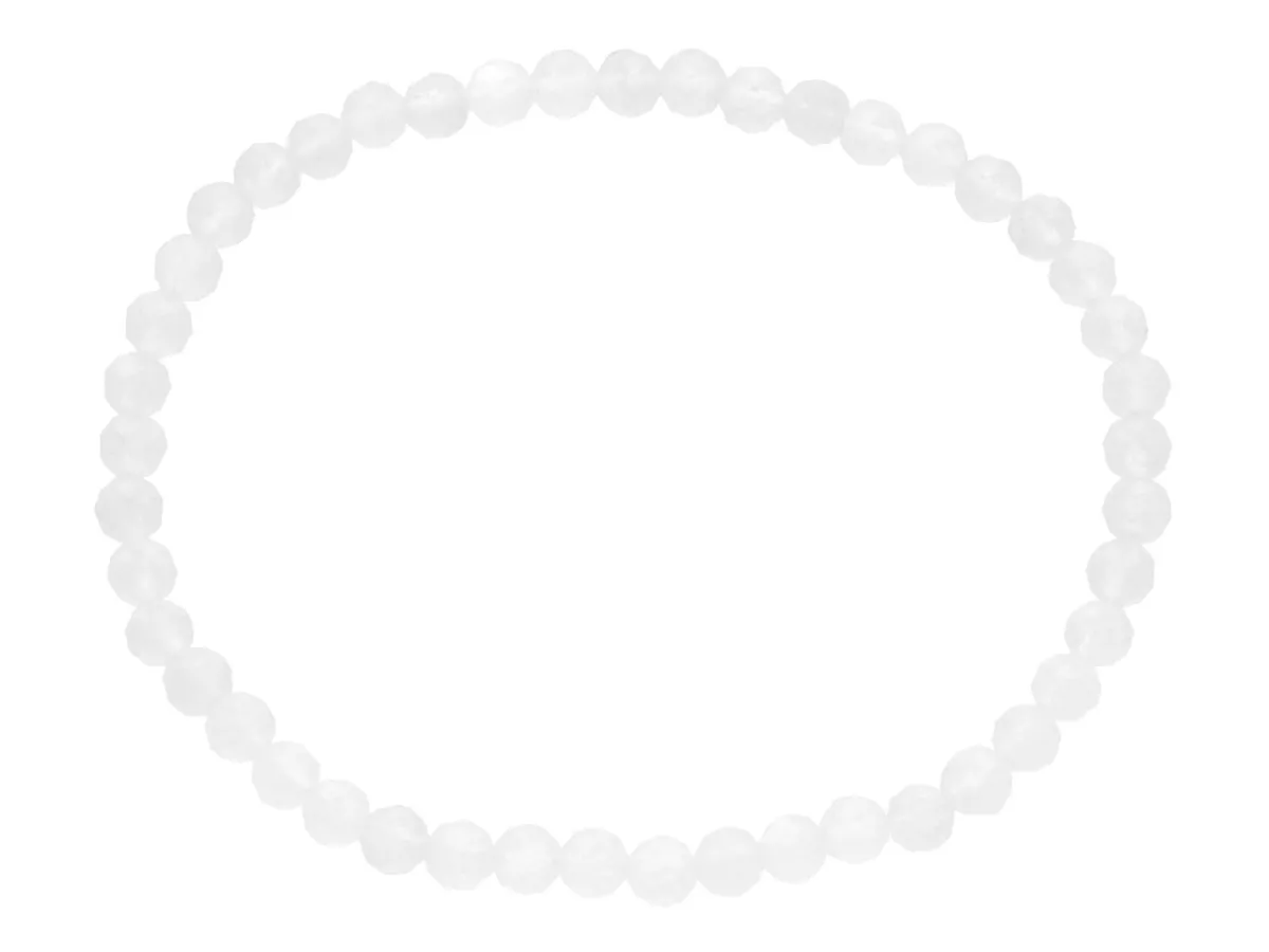 R4O94 BRANSOLETKA KAMIEŃ KSIĘŻYCOWY KULE FASETOWANE 4 mm