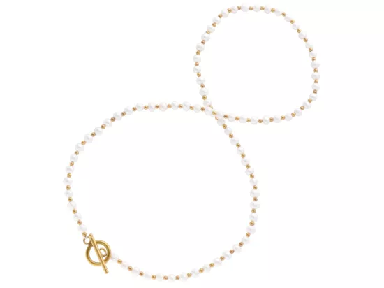 N3O79 NASZYJNIK PERŁA NATURALNA I HEMATYT