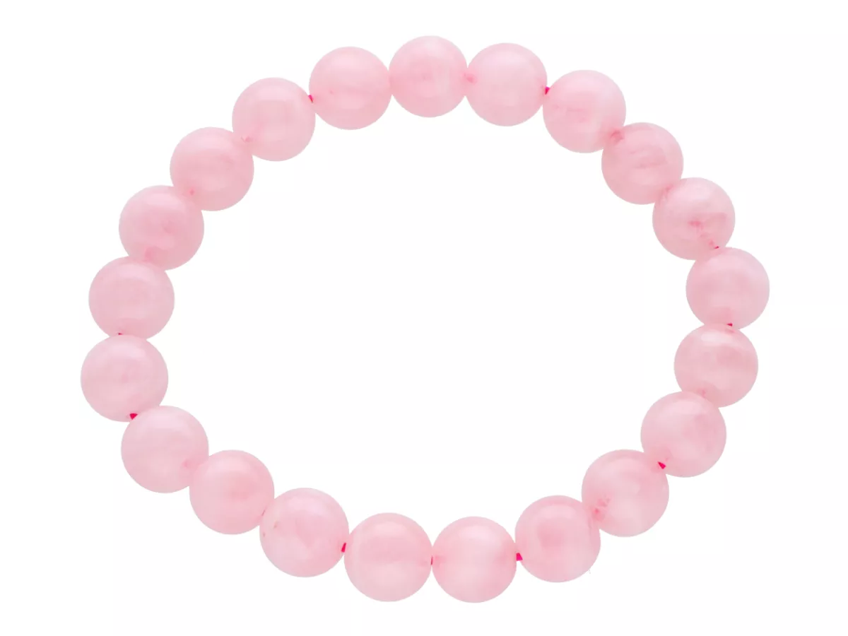 R4F00 BRANSOLETKA KWARC RÓŻOWY Z MADAGASKARU KULE 10,5 mm