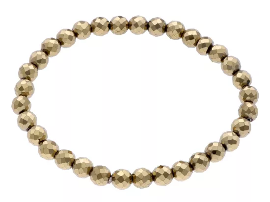 R3O03 BRANSOLETKA HEMATYT KULE FASETOWANE 6 mm