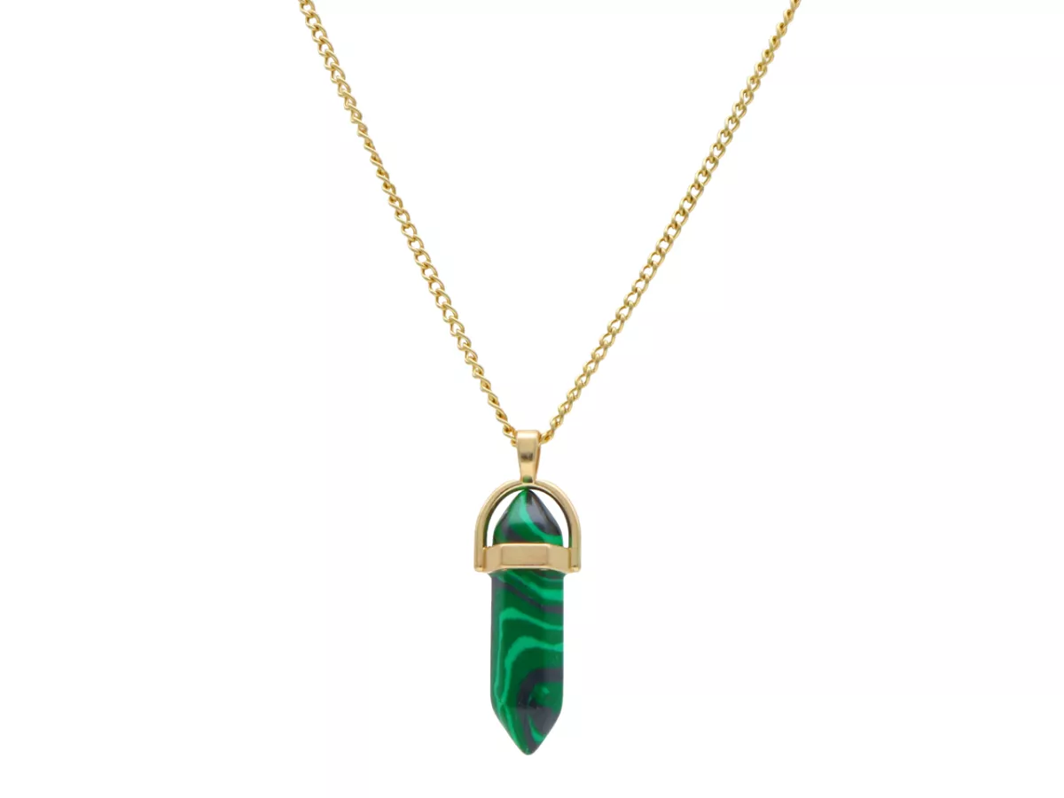 N3H89 NASZYJNIK MALACHIT I STAL CHIRURGICZNA