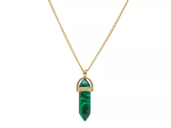 N3H89 NASZYJNIK MALACHIT I STAL CHIRURGICZNA