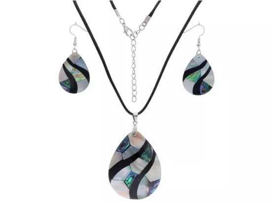 N3N71 KOMPLET BIŻUTERII MASA PERŁOWA - NASZYJNIK I KOLCZYKI