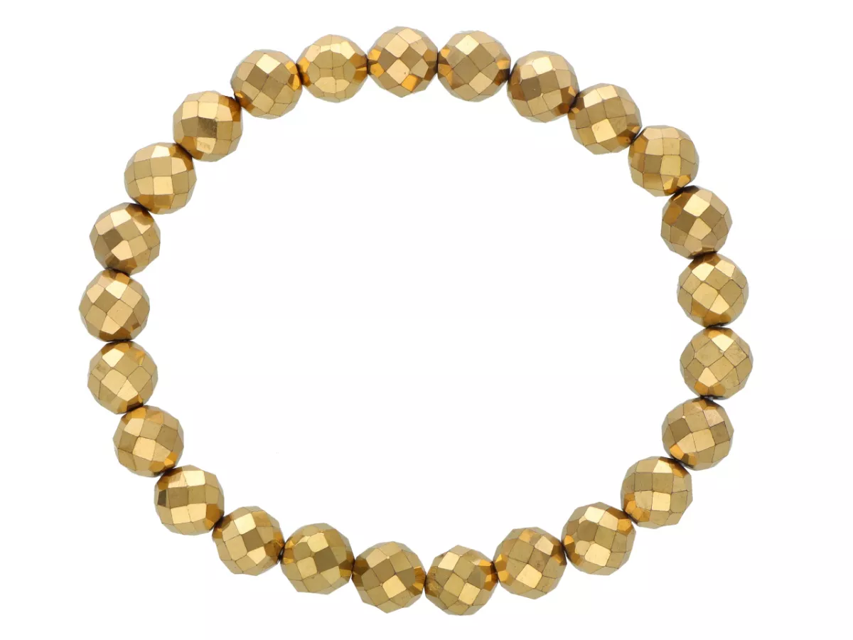 R5C54 BRANSOLETKA HEMATYT MIODOWY KULE FASETOWANE 8 mm