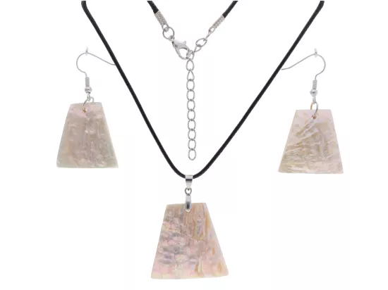 N3N76 KOMPLET BIŻUTERII MUSZLA  - NASZYJNIK I KOLCZYKI