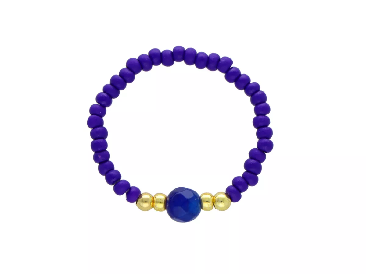 R5A85 PIERŚCIONEK AGAT I KORALIKI TOHO