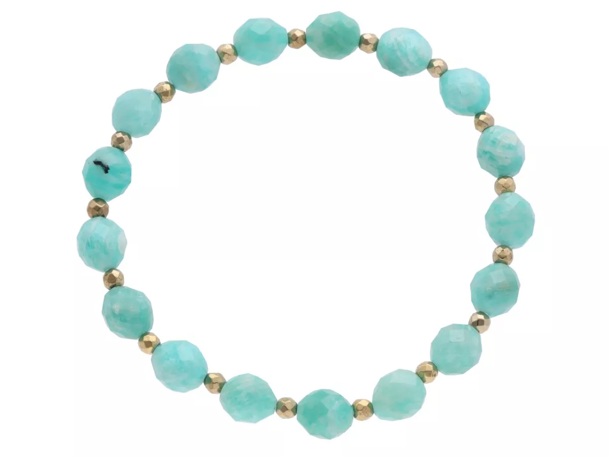 R4U43 BRANSOLETKA AMAZONIT OWAL FASETOWANY 7/8 mm