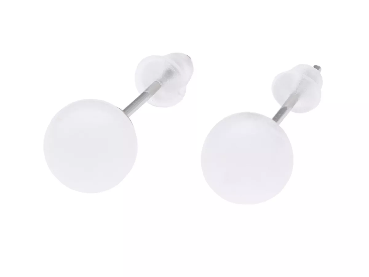 U1W80 KOLCZYKI KRYSZTAŁ GÓRSKI MLECZNY I STAL CHIRURGICZNA 1 PARA