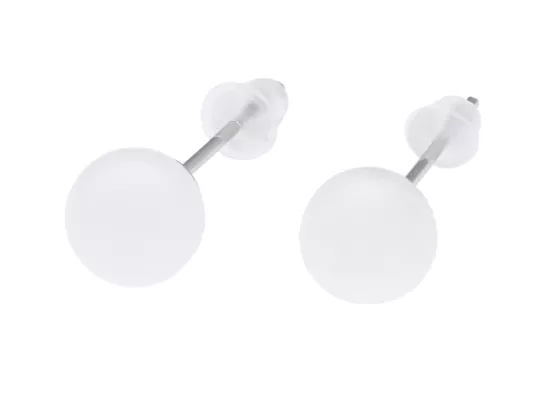 U1W80 KOLCZYKI KRYSZTAŁ GÓRSKI MLECZNY I STAL CHIRURGICZNA 1 PARA