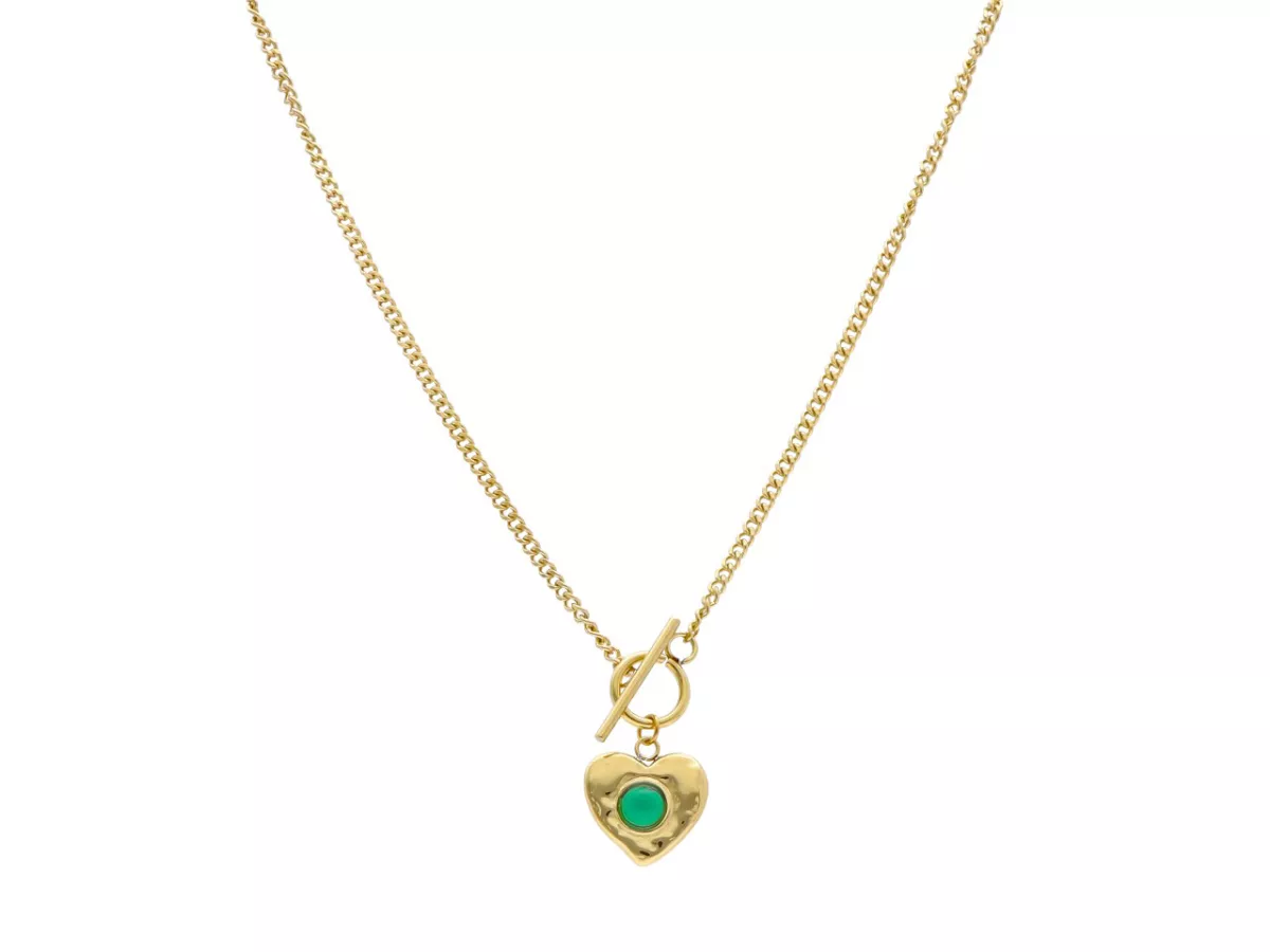 N3N61 NASZYJNIK MALACHIT I STAL CHIRURGICZNA