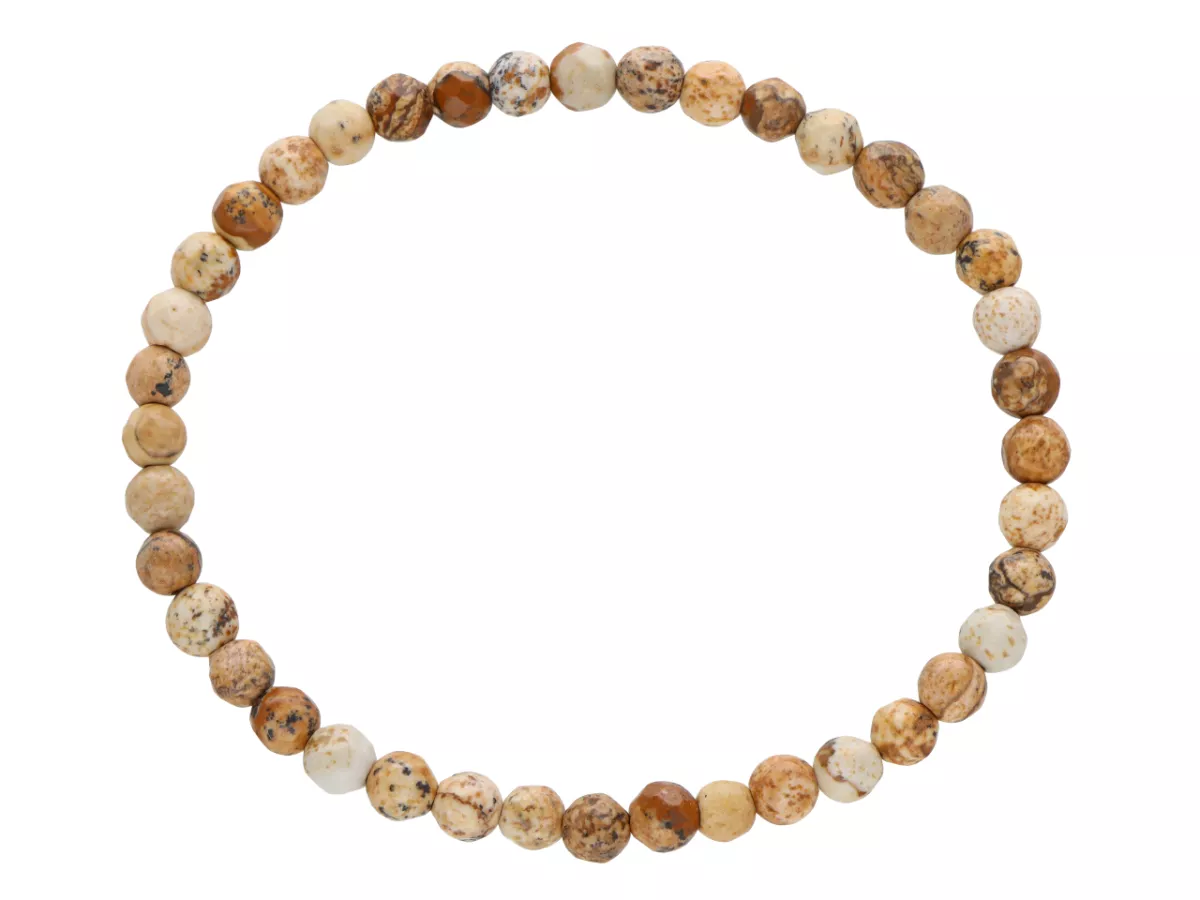 R4W12 BRANSOLETKA JASPIS OBRAZKOWY KULE FASETOWANE 4,5 mm