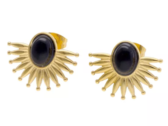 U1X19 KOLCZYKI ONYKS I STAL CHIRURGICZNA 1 PARA