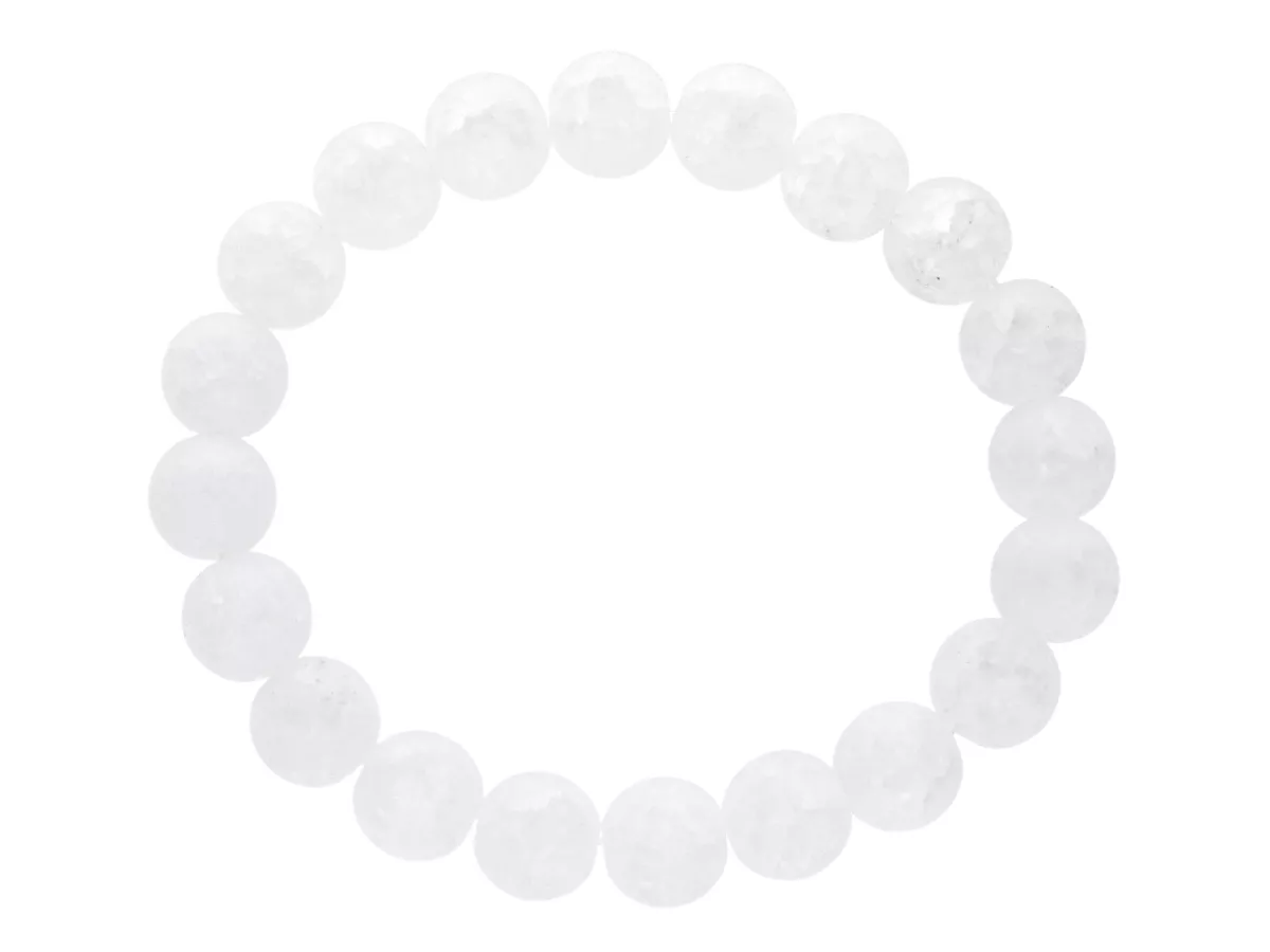 R3N40 BRANSOLETKA KRYSZTAŁ LODOWY KULE MATOWE 10 mm