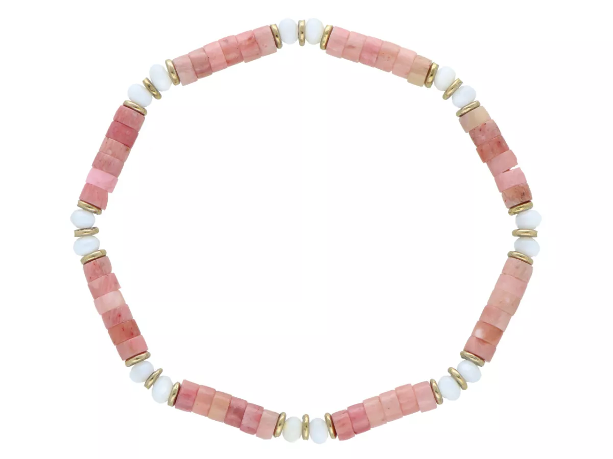 R5A32 BRANSOLETKA RODONIT MASA PERŁOWA I HEMATYT