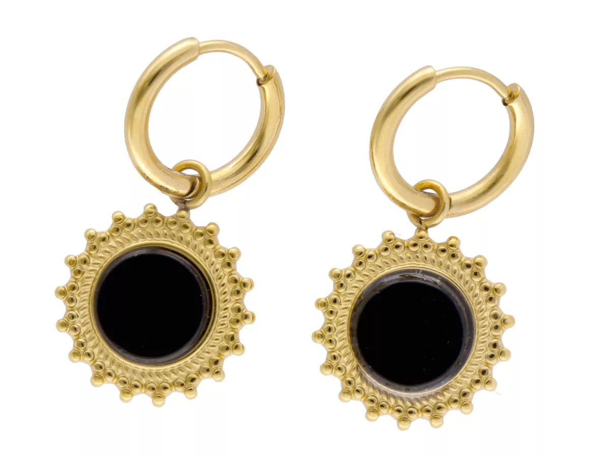 U1X22 KOLCZYKI ONYKS I STAL CHIRURGICZNA 1 PARA