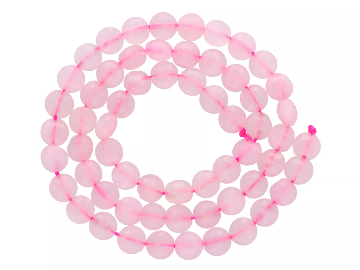 K7B54 KWARC RÓŻOWY Z MADAGASKARU DYSK FASETOWANY 6,5/4 mm 1 SZNUR